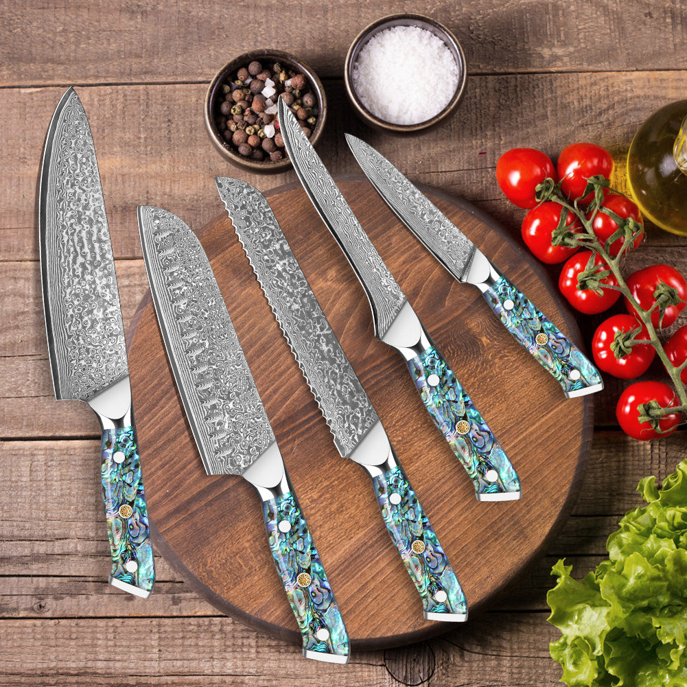 Abalone Shell Series - Chef's Knife + Bakery + Santoku Knife + Multipurpose Knife + Deboning Knife