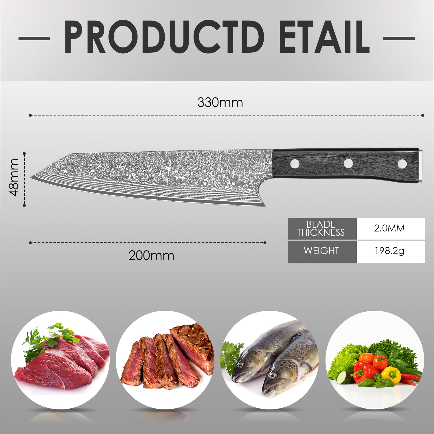 Black colored wood series - ox knife