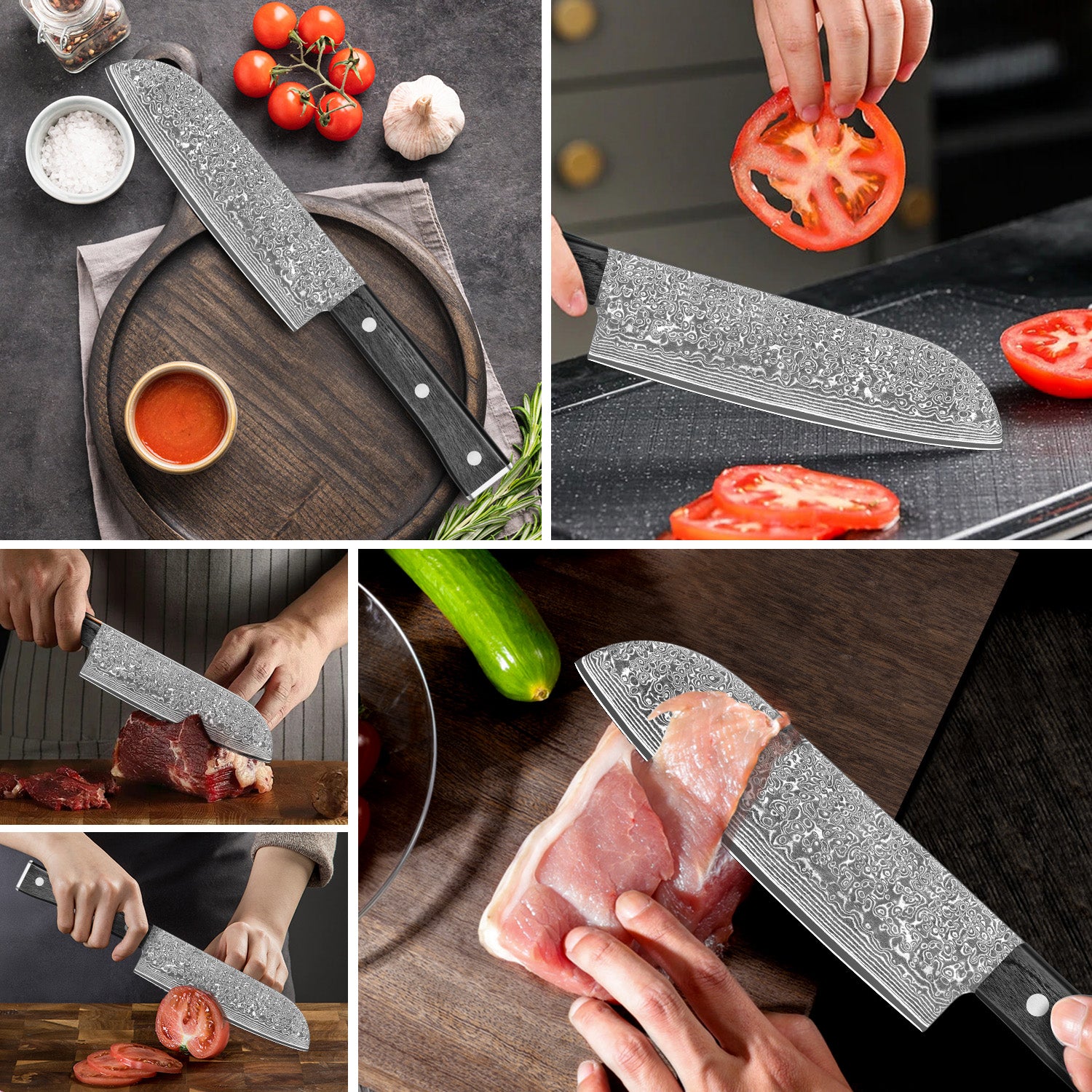 Black colored wood series-Santoku knife