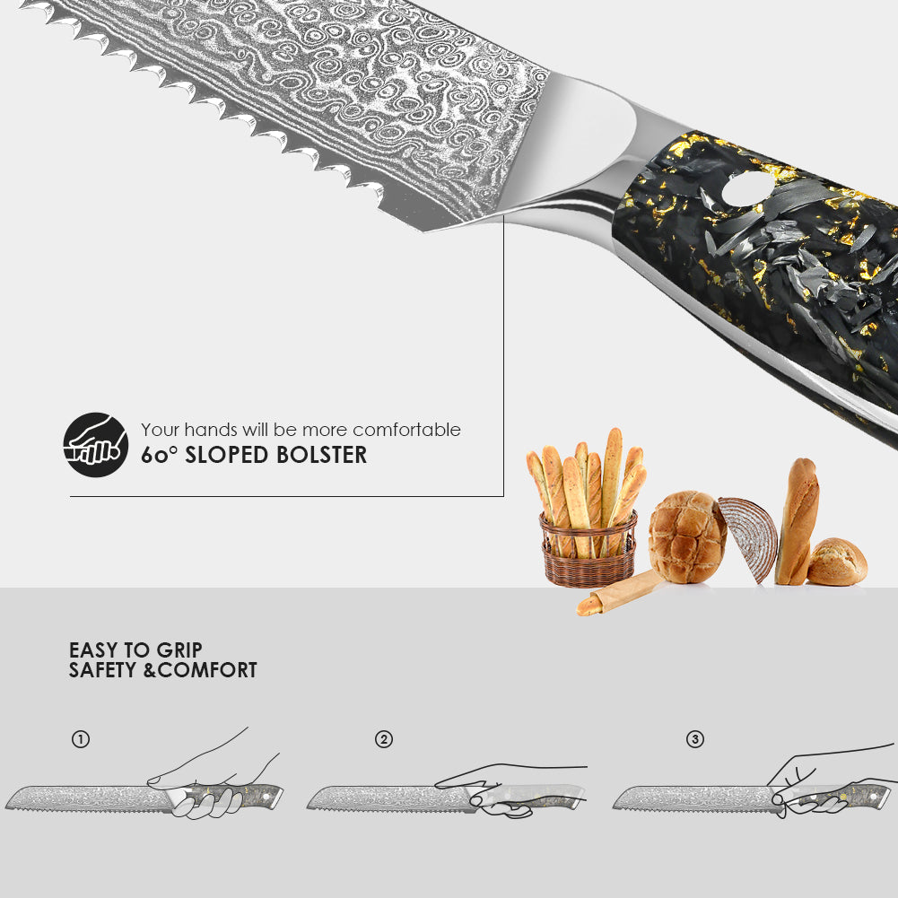 Black carbon gold series-bread knife