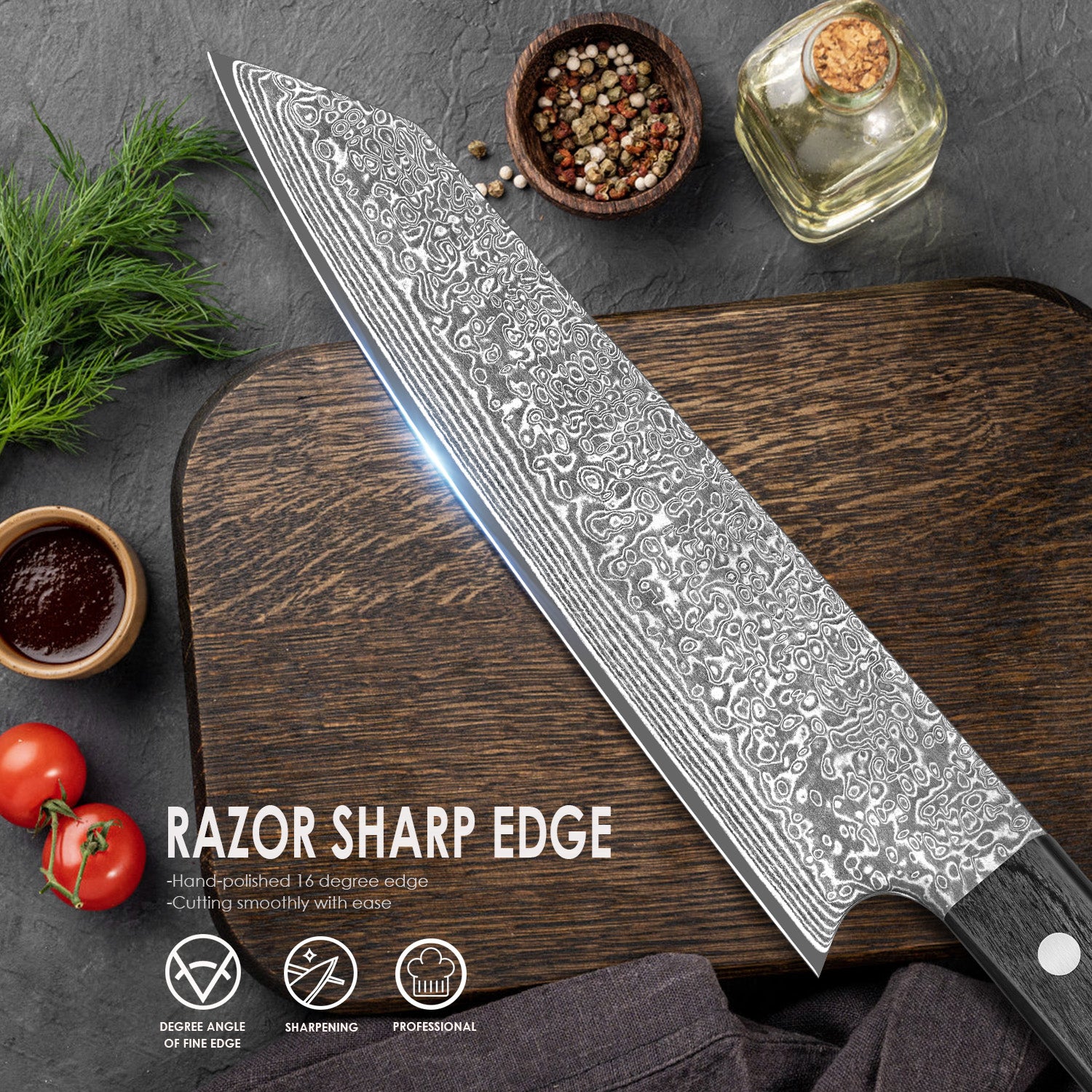 Black colored wood series - ox knife