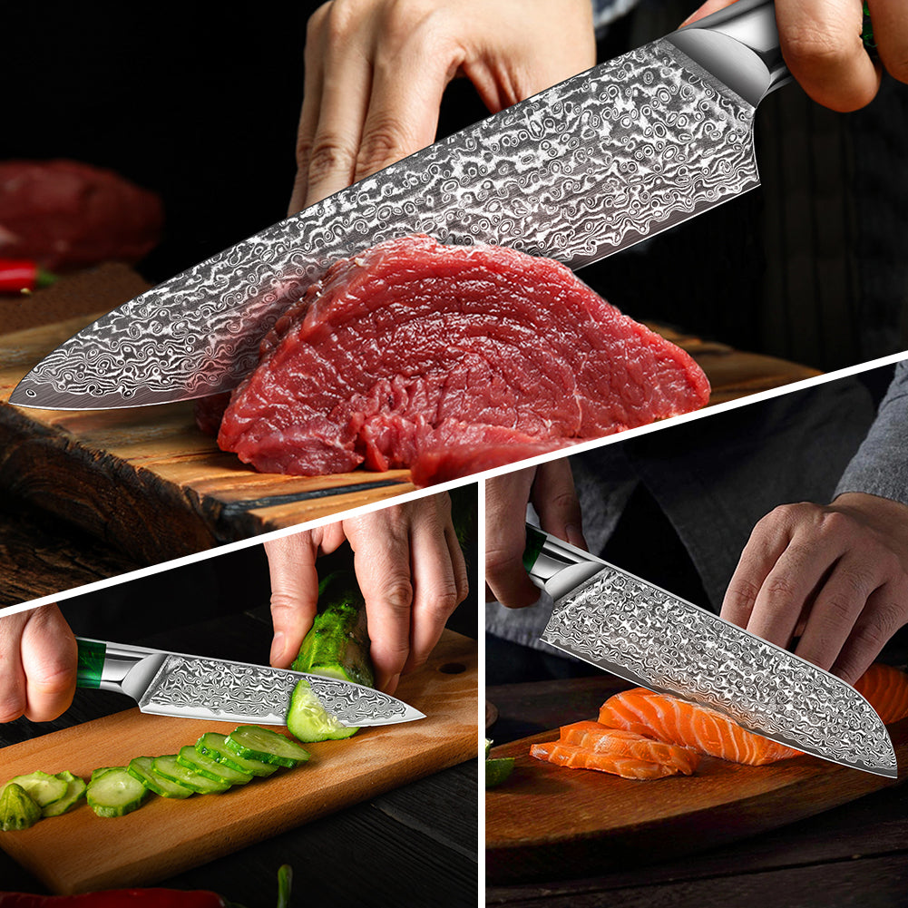 "Earth" Series - Chef's Knife + Santoku Knife + Multipurpose Knife