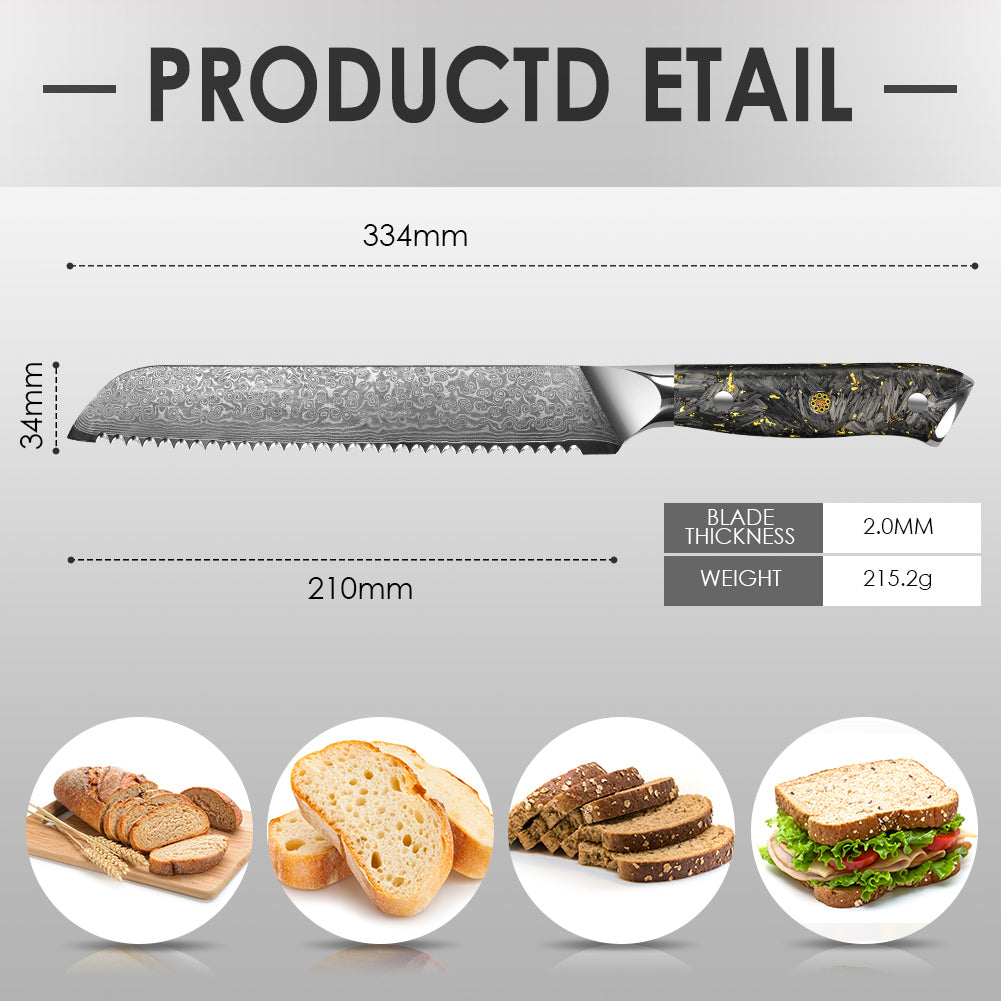 Black carbon gold series-bread knife