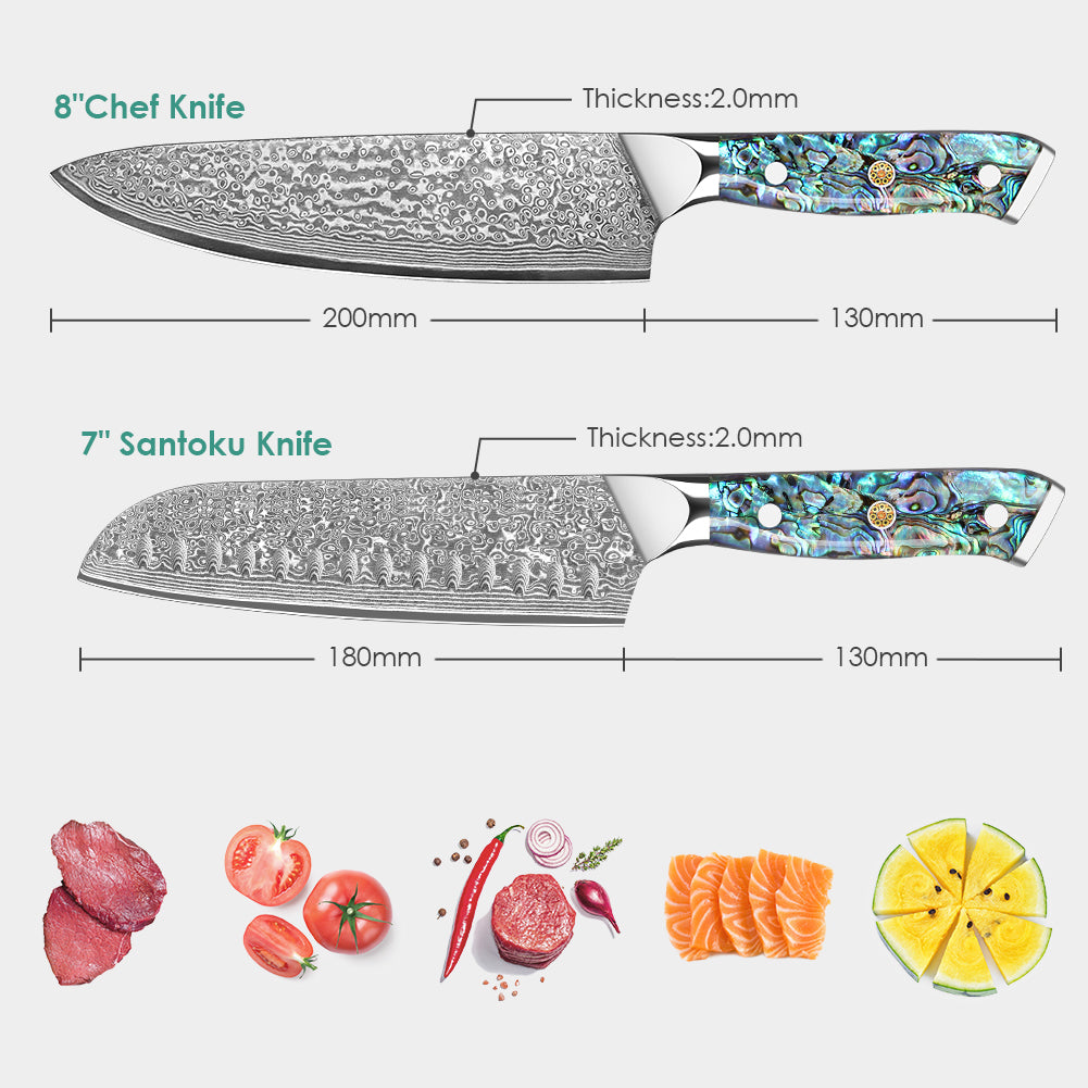 Abalone Shell Series-Chef Knife + Santoku Knife