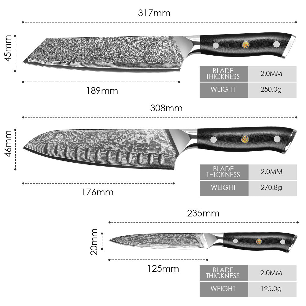 "General" Series - Ox Knife + Santoku Knife + Universal Knife