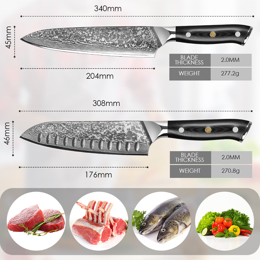 "Shogun" Series-Chef's Knife + Santoku Knife