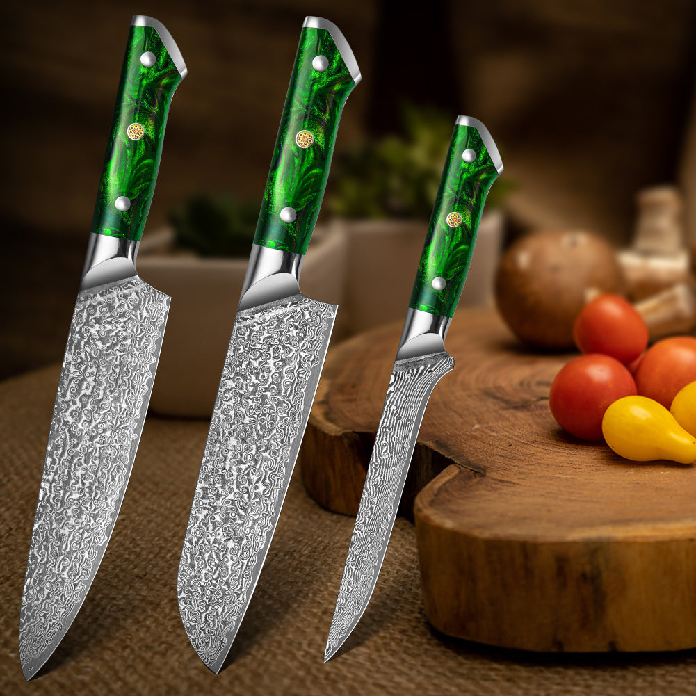 "Earth" Series - Chef's Knife + Santoku Knife + Boning Knife