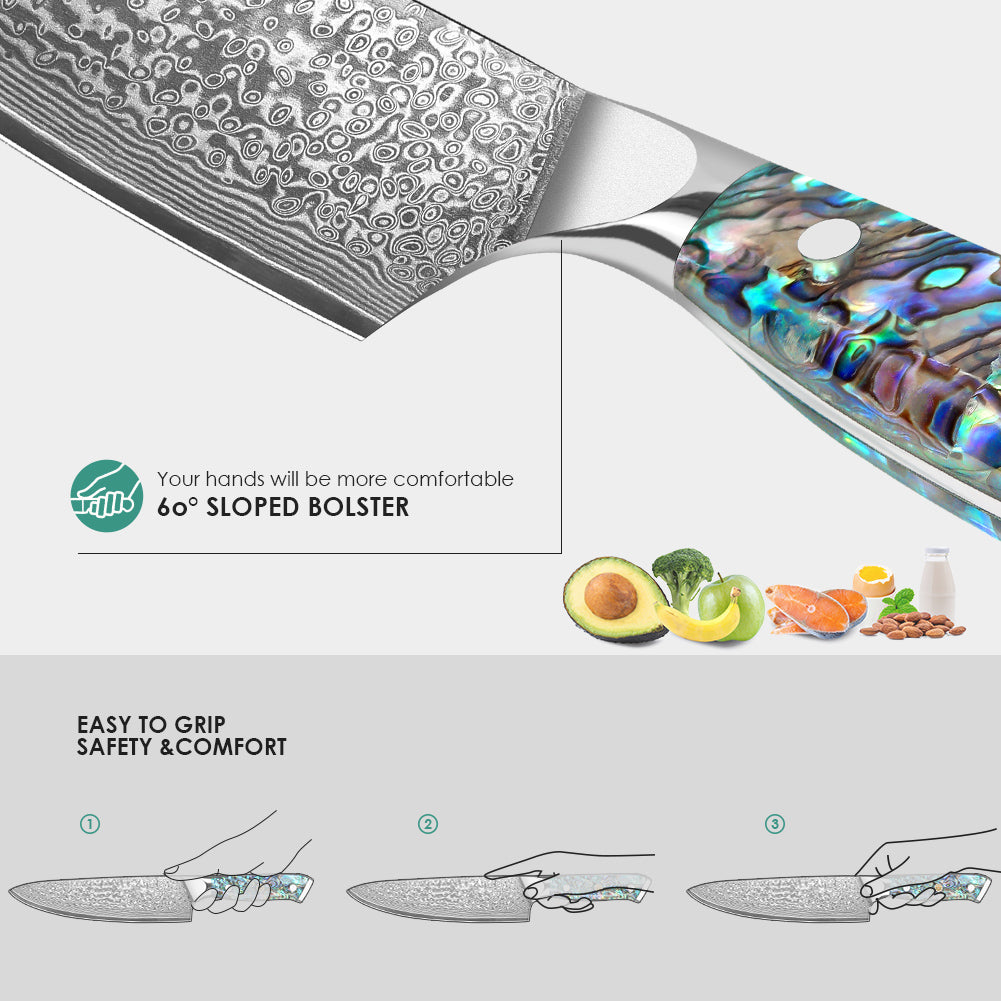 Abalone Shell Series - Chef's Knife + Bakery + Santoku Knife + Multipurpose Knife + Deboning Knife