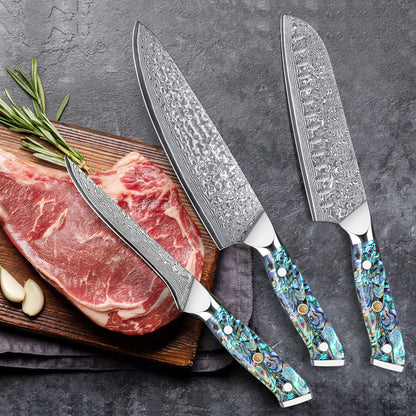 Abalone Shell Series-Chef’s Knife + Santoku Knife + Deboning Knife