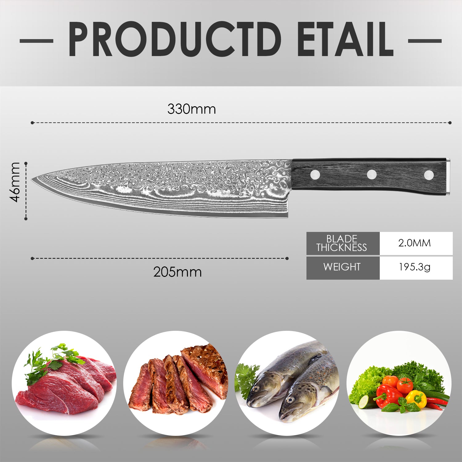 Black Colored Wood Series-Chef’s Knife