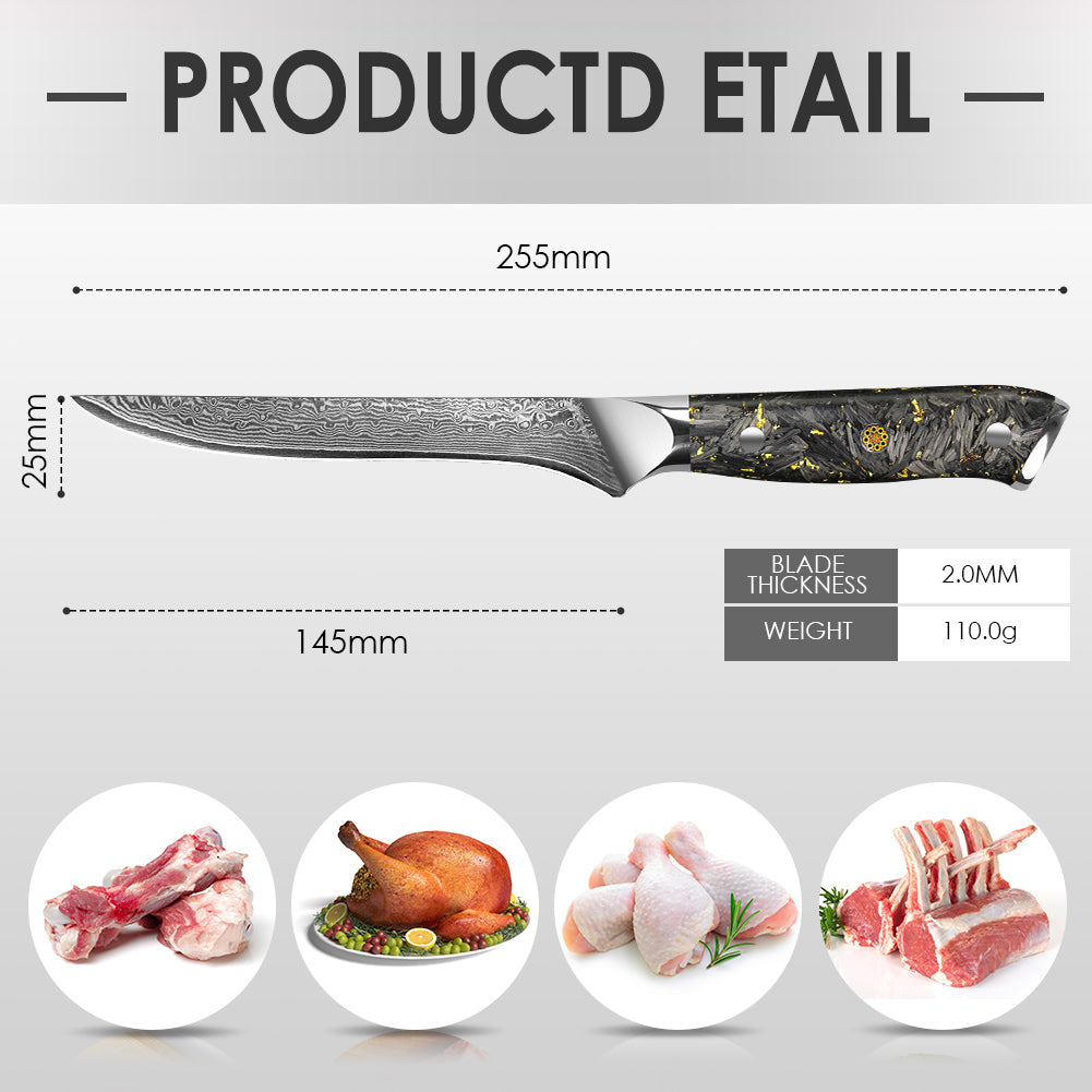 Black carbon gold series-boning knife