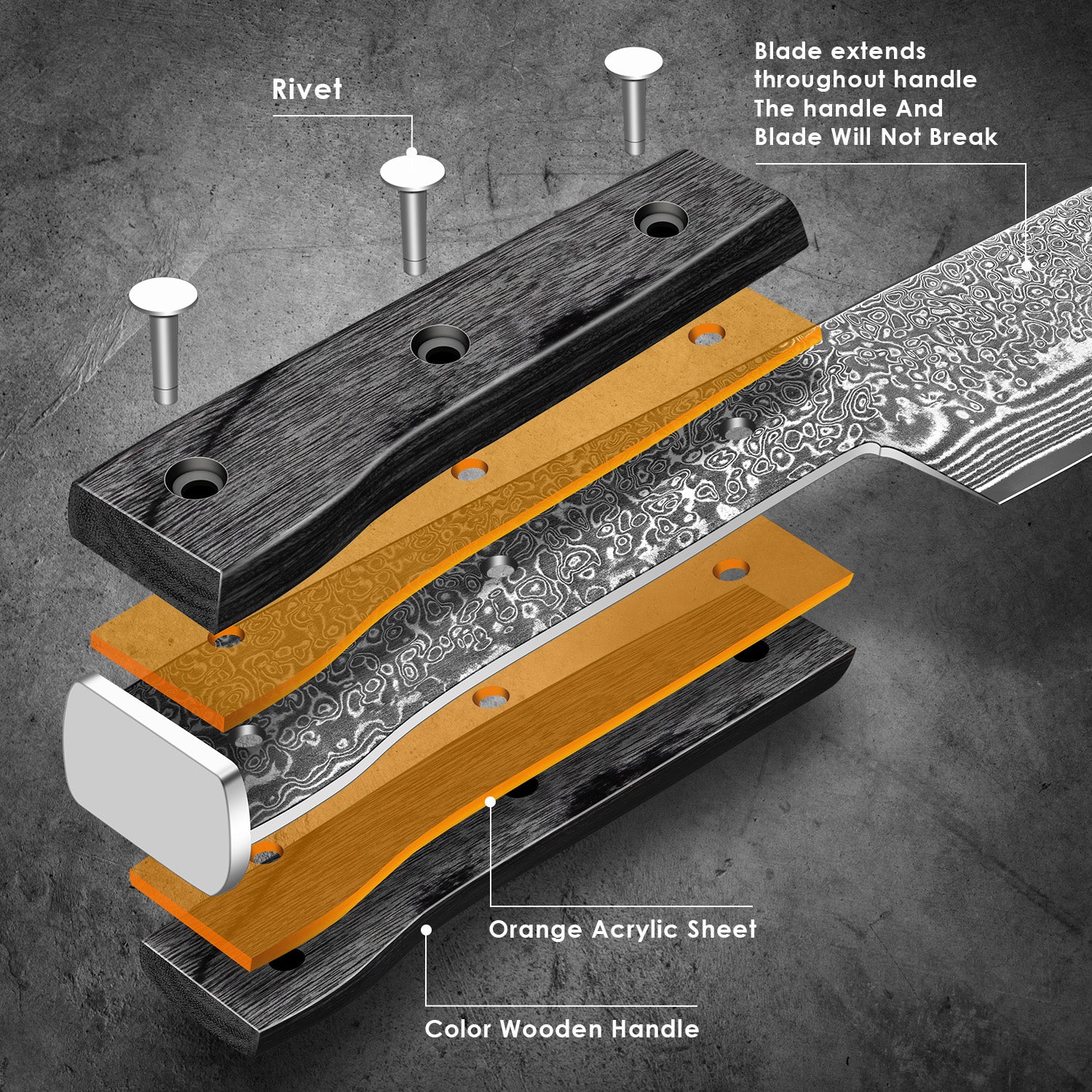 Black colored wood series - ox knife
