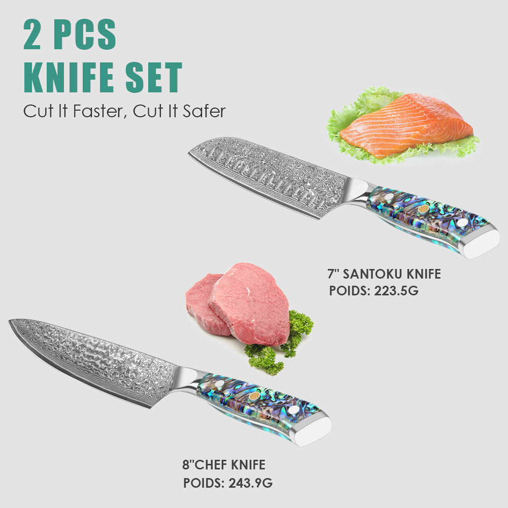 Abalone Shell Series-Chef Knife + Santoku Knife