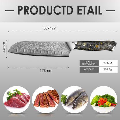 Black Carbon Gold Series-Santoku Knife