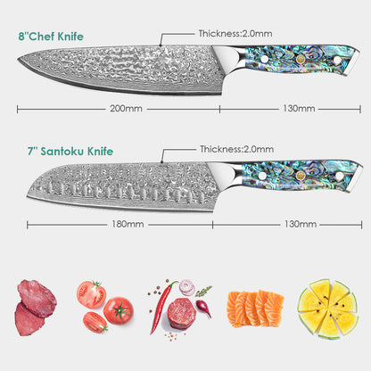 Abalone Shell Series-Chef Knife + Santoku Knife
