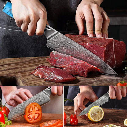 Blue Turquoise Series-Chef Knife + Santoku Knife + Multipurpose Knife