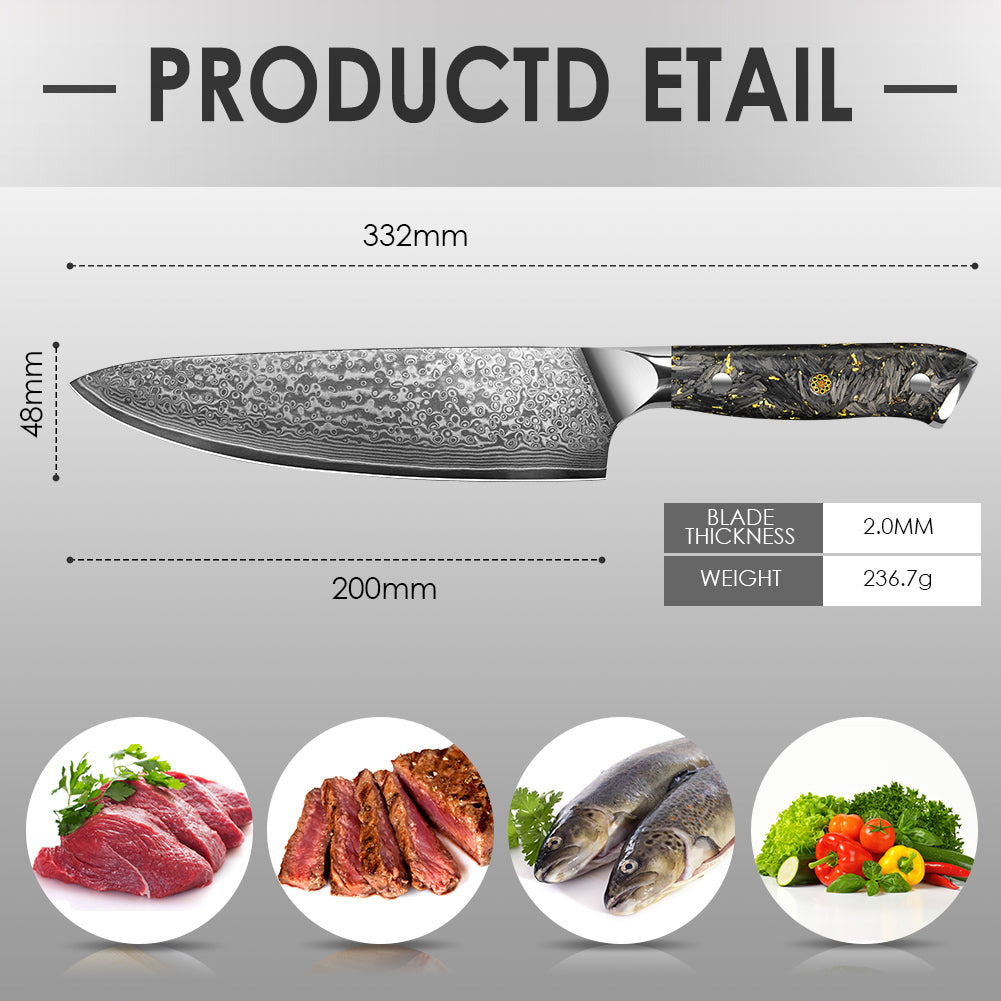 Black Carbon Gold Series-Chef’s Knife