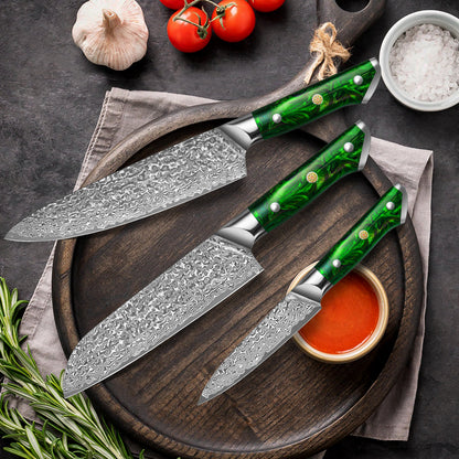 "Earth" Series - Chef's Knife + Santoku Knife + Multipurpose Knife
