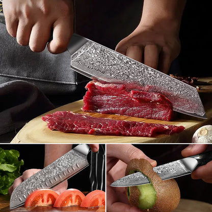 Black Carbon Gold Series-Ox Knife+Santoku Knife+Multipurpose Knife