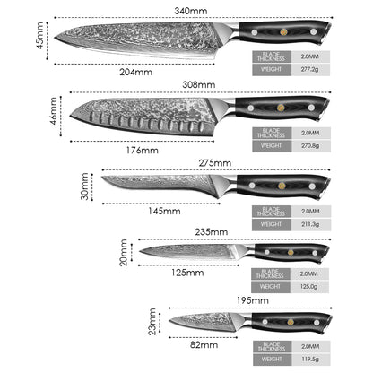 "General" series - Chef's Knife + Santoku Knife + Multipurpose Knife + Deboning Knife + Fruit Cutter