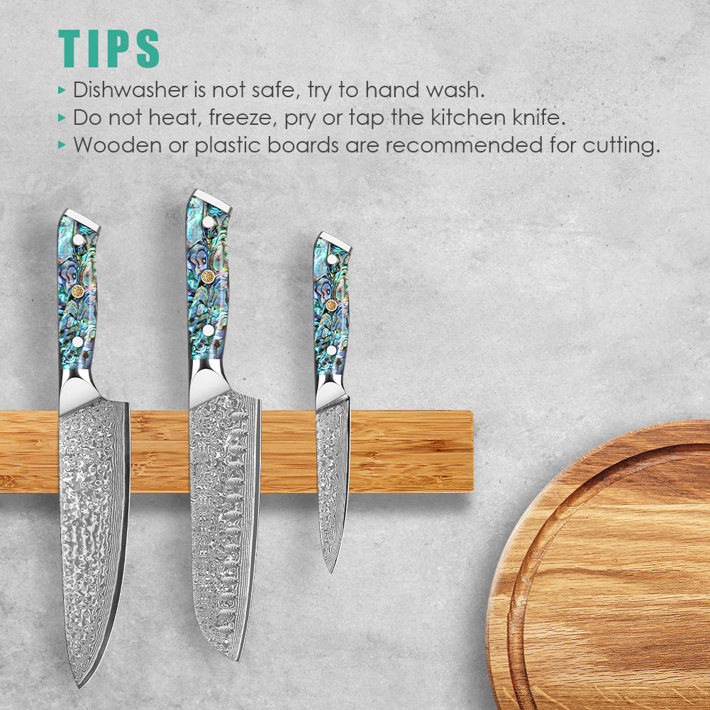 Abalone Shell Series-Chef Knife + Santoku Knife + Multipurpose Knife