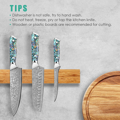 Abalone Shell Series-Chef’s Knife + Santoku Knife + Deboning Knife