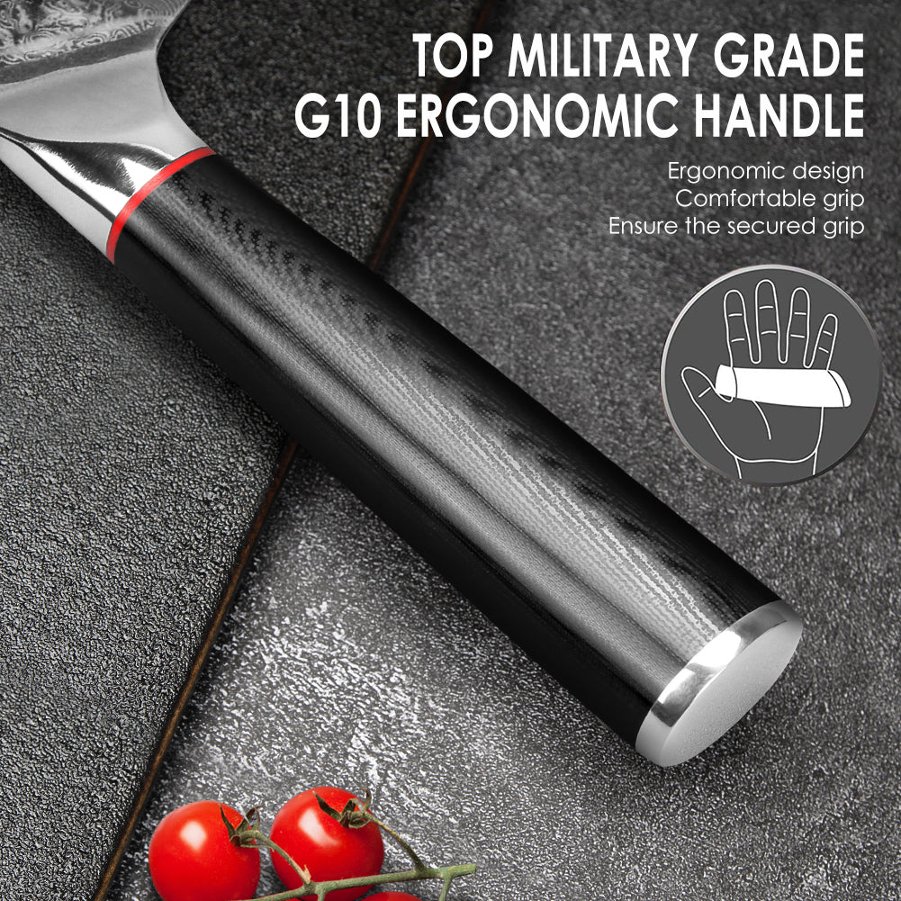 Hand-forged black wavy handle Damascus steel hammered kitchen knife - Chef's knife