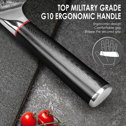 Hand-forged black wavy handle Damascus steel hammered kitchen knife - Chef's knife