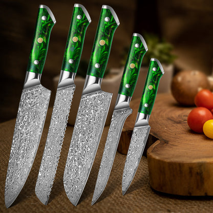 "Earth" Series - Chef's Knife + Santoku Knife + Bread Knife + Multipurpose Knife + Boning Knife