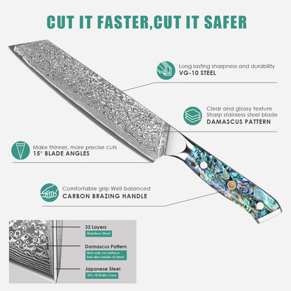 Abalone Shell Series-Ox Knife + Santoku Knife + Multipurpose Knife