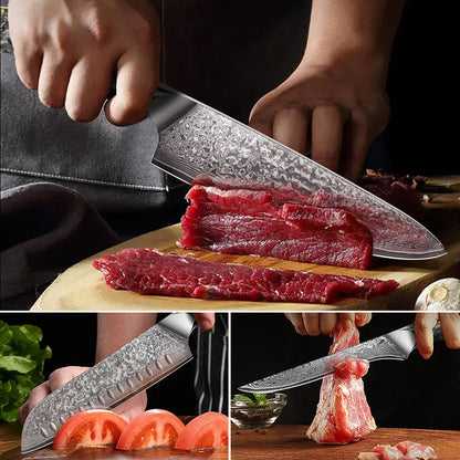 Black carbon gold series-chef’s knife + Santoku knife + boning knife