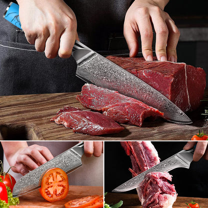 Blue Turquoise Series-Chef’s Knife + Santoku Knife + Boning Knife