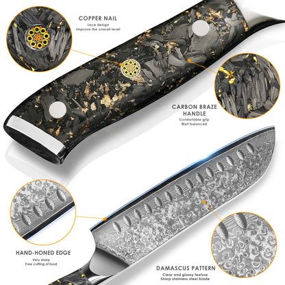 Black Carbon Gold Series-Ox Knife+Santoku Knife+Multipurpose Knife