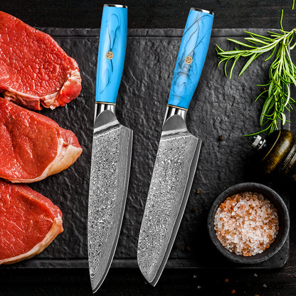 Blue Turquoise Series-Chef Knife + Santoku Knife